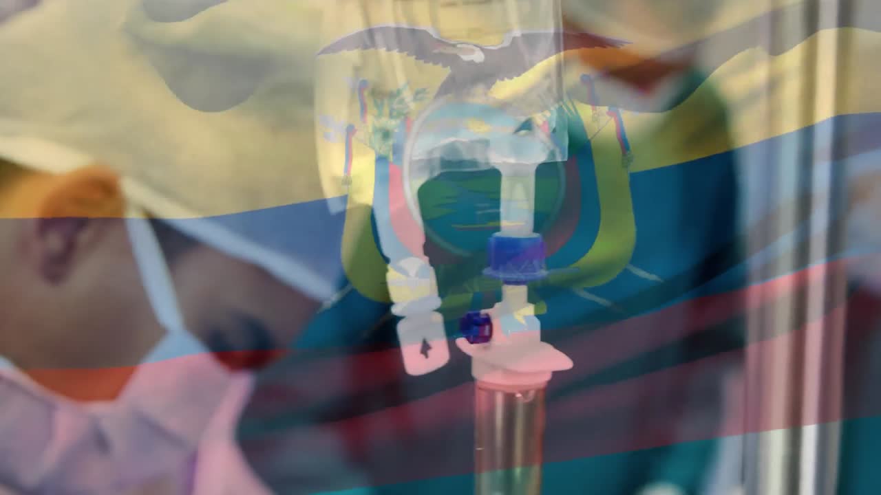 수술실 에서 외과 의사 들 위 에 에 ⁇ 도르  ⁇ 발 이 흔들리는 애니메이션