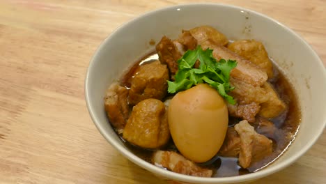 boiled egg in sweet gravy soup, kai pa loh, thai dish, boiled egg in cinnamon soup, panning