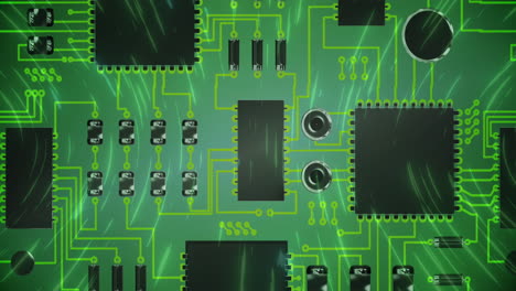 circuit connections against light trails moving in circular motion