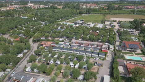 Aerial-Shot-of-Le-Palme-Camping-in-Lake-Garda,-Italy