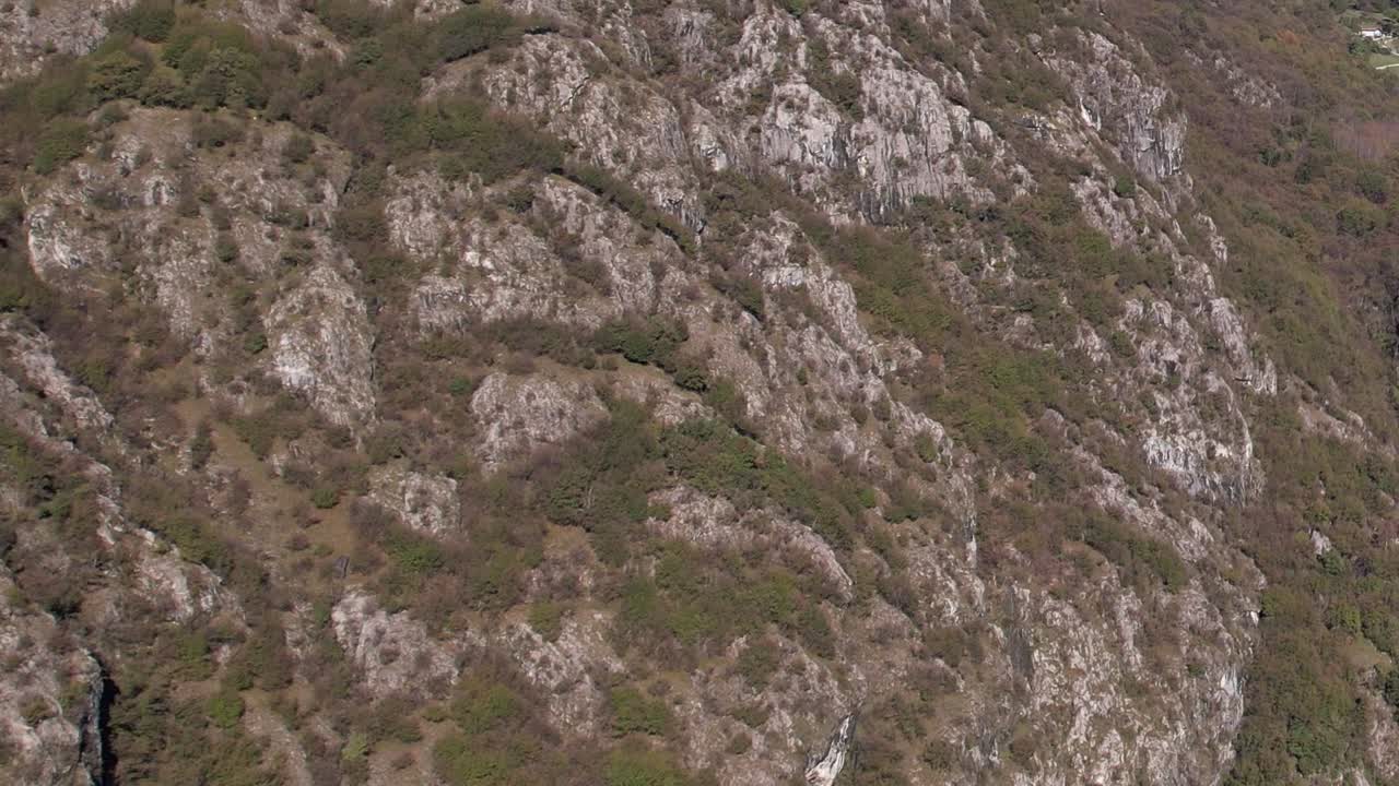 Aerial view of rocky slopes in the Italian Alps shows natural beauty