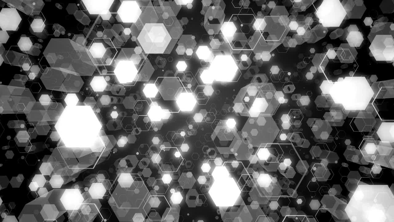 빛나는 육각형의 추상적인 기술적 배경, 원활한 루프 애니메이션, 금융, 은행, 웹 기술 또는 사회적 배경에 대한 고품질 3d 렌더링.