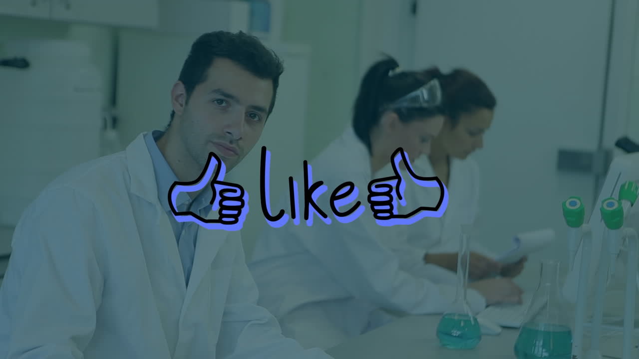 다양한 실험실 직원들의 애니메이션