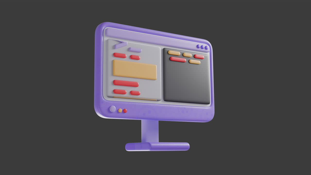 3D Rendered Computer Monitor with Code Interface