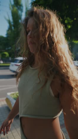 woman walking on the street