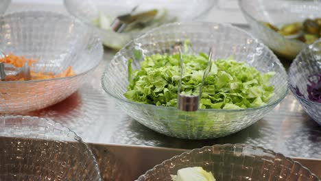 fresh salad bar with lettuce, red cabbage, and carrots