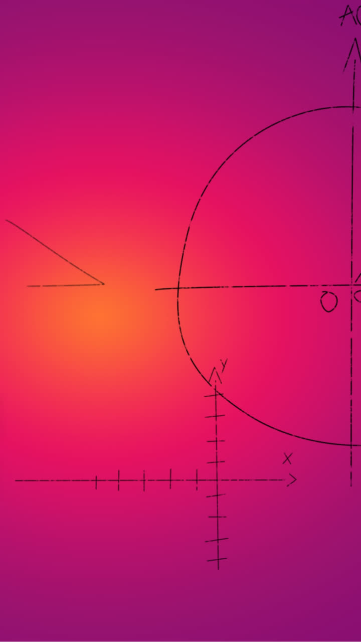 Pembe arka plan üzerinde el yazısı matematiksel formüllerin animasyonu.