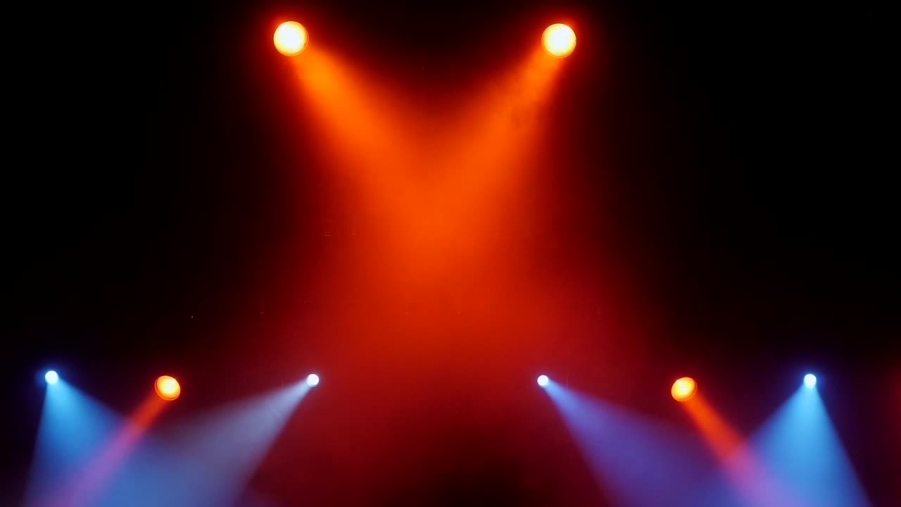 Stage lights with smoke on concert. Background in show. Stage lights and smoke.