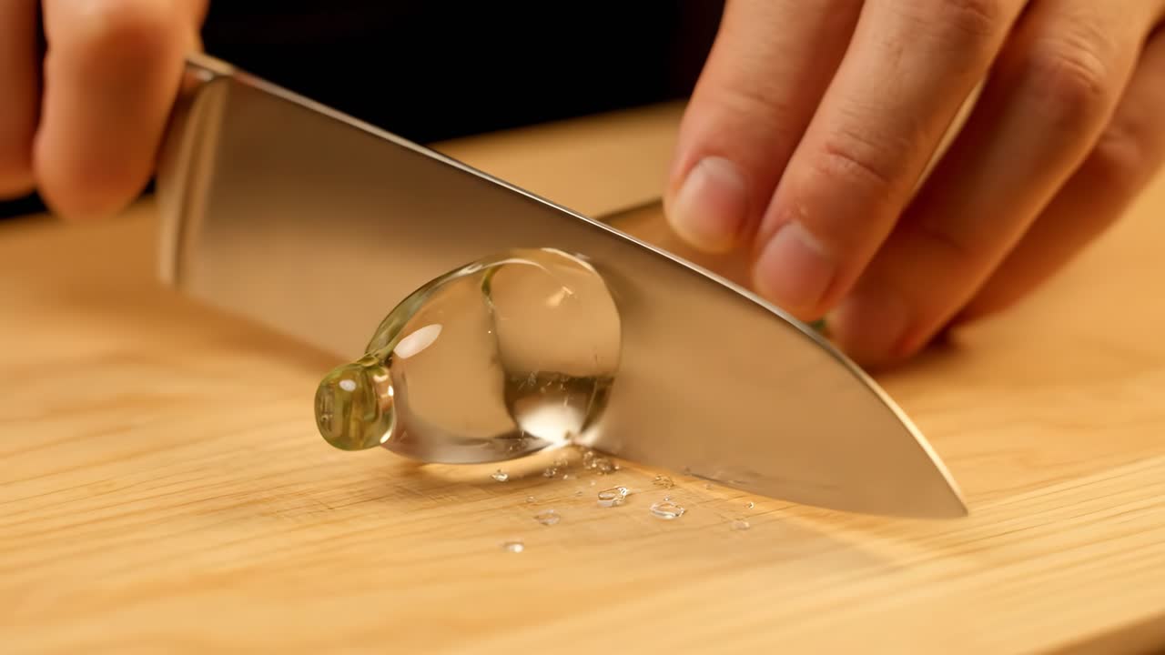 Cutting glass object with a knife