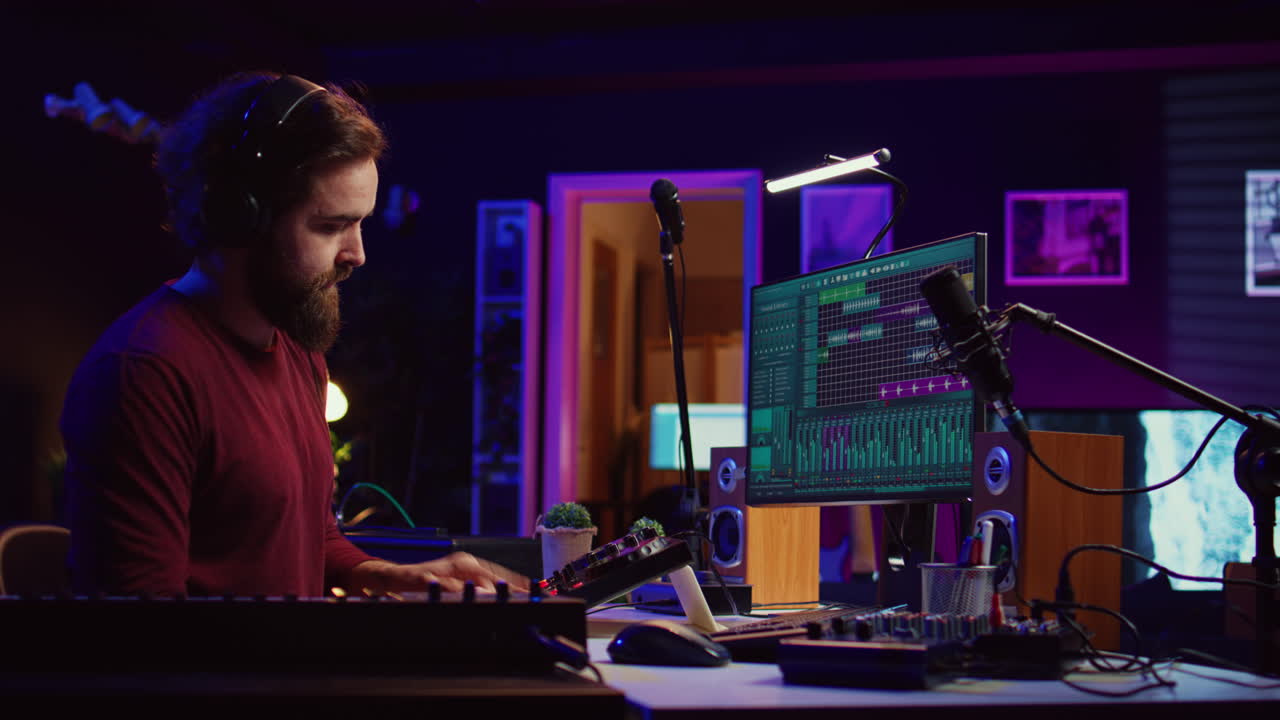 productor de banda sonora ajusta y mezcla sonidos adicionales a los archivos de audio