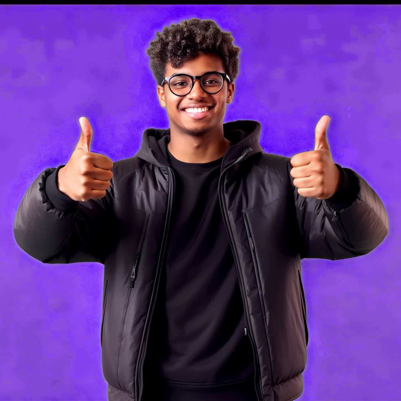 Happy African American student animated overlay, transparent 4K video, alpha channel, ProRes 4444