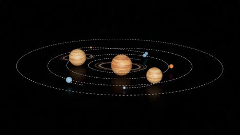 a stunning visual representation of the solar system, featuring planets in orbit and their distinctive features in a dark background, illustrating cosmic dynamics