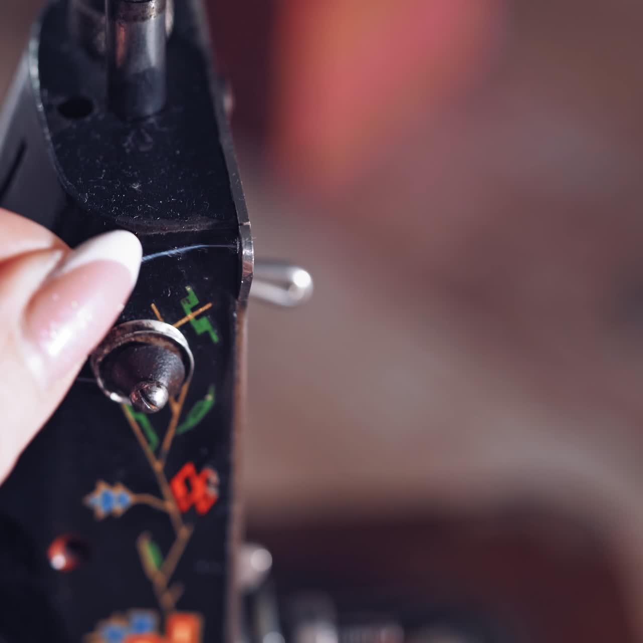 Old vintage hand sewing machine