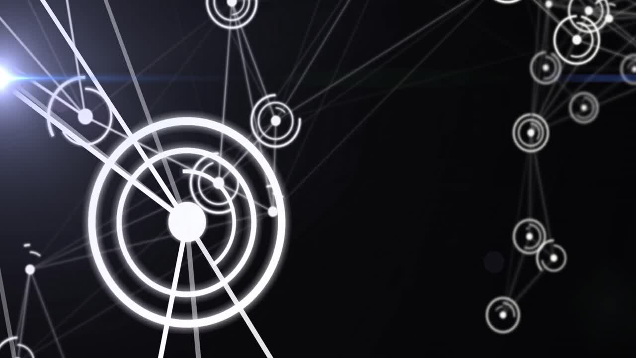 animación de la interfaz digital con red de conexiones y círculos