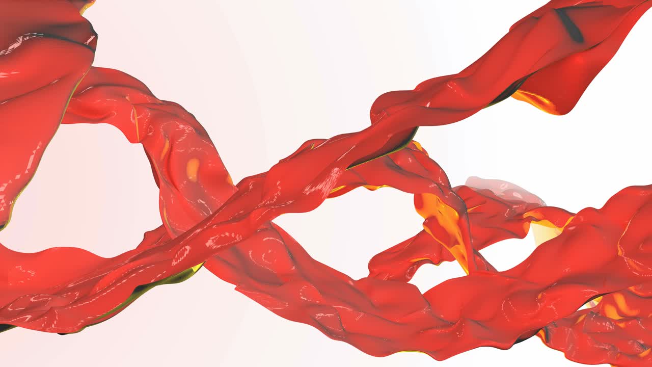 추상적인 빨간색과 노란색 파스텔 액체 파동 애니메이션