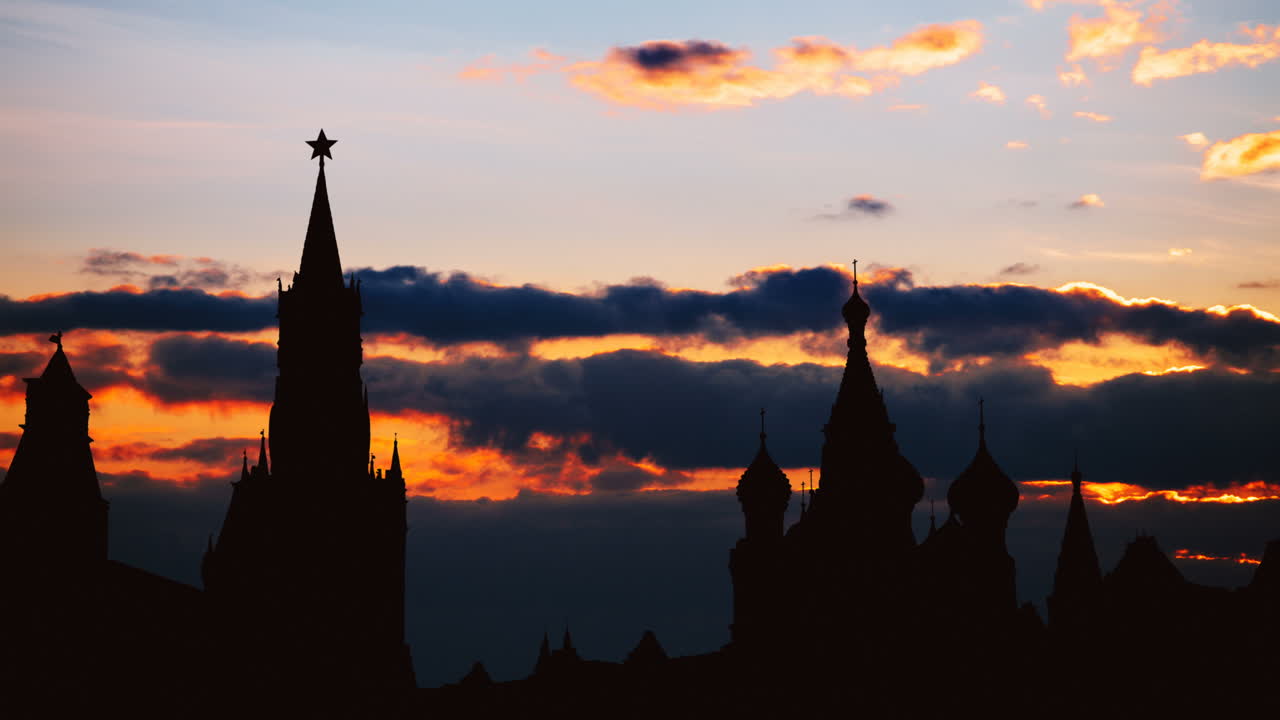 Silhouette of Red Square at Sunset