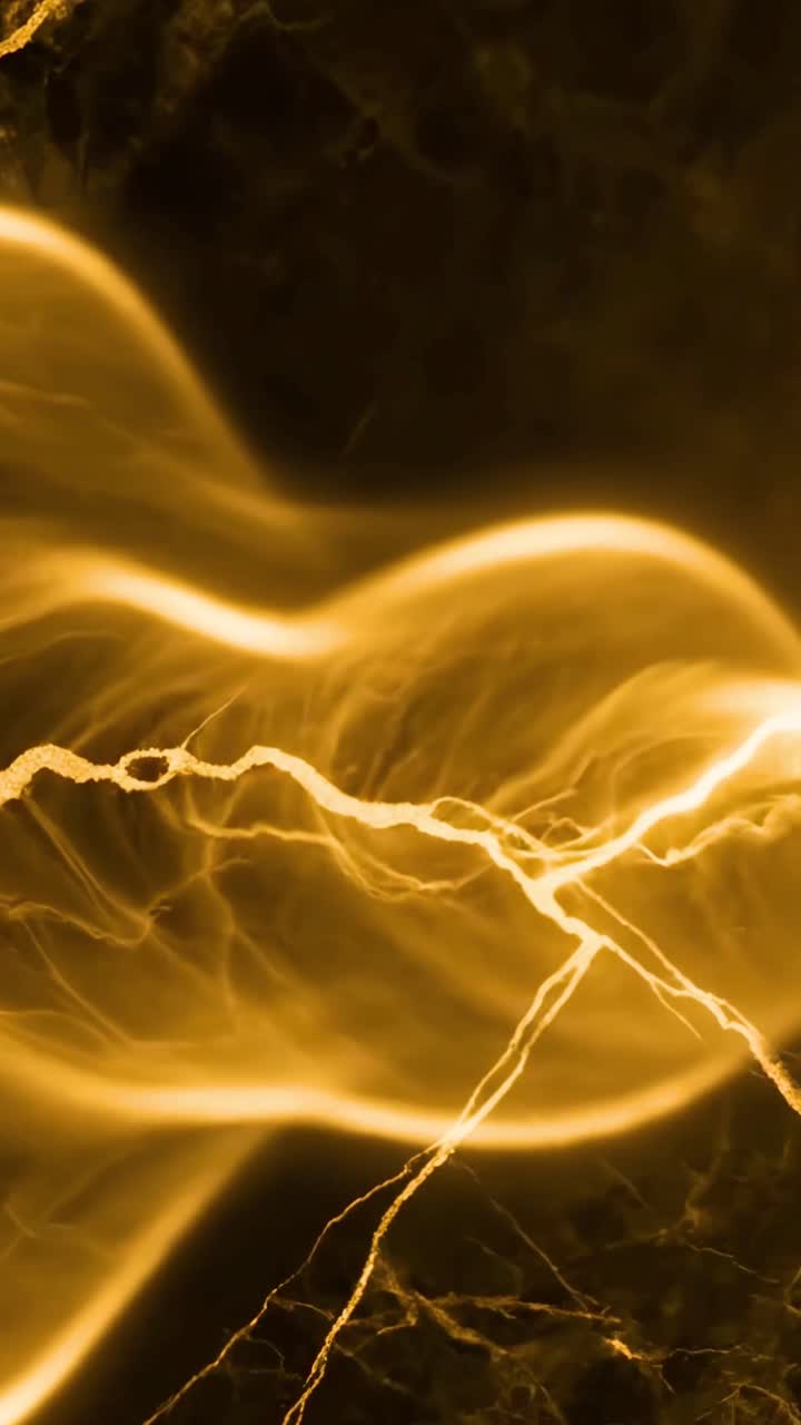 Glowing Golden Energy Spreading Across Dark Abstract Surface