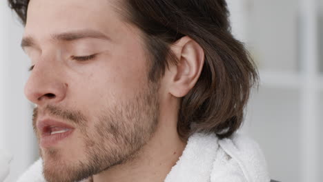 man performing morning routine