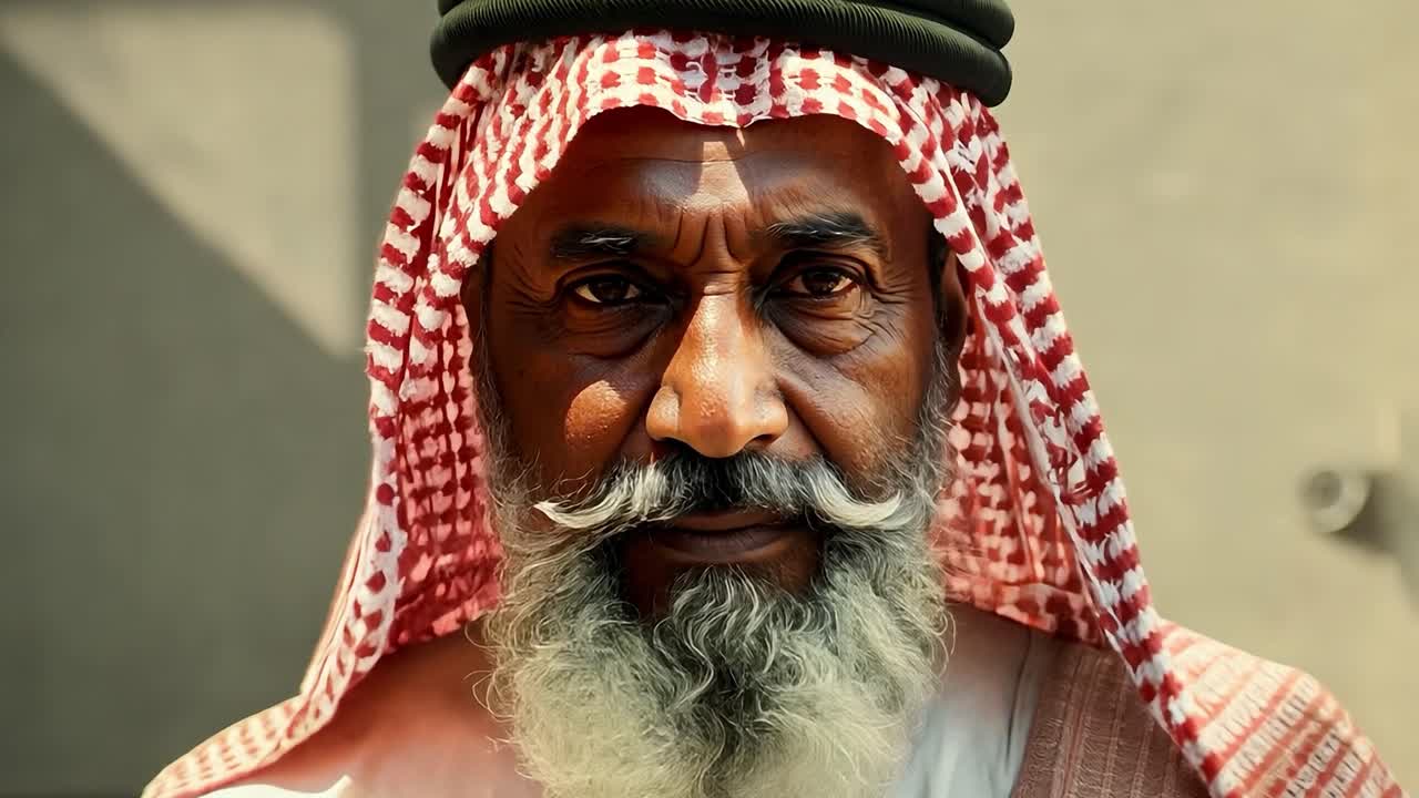 Portrait of an Elderly Arab Man with a White Beard