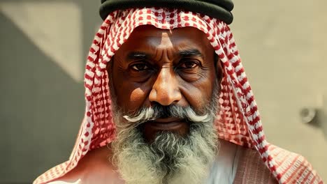 portrait of an elderly arab man with a white beard