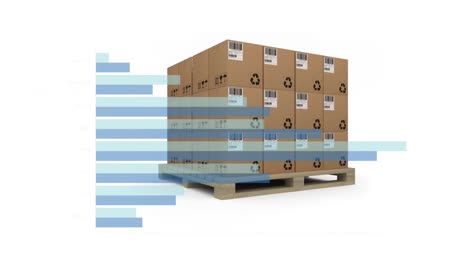 animación de gráficos con procesamiento de datos sobre cajas sobre fondo blanco