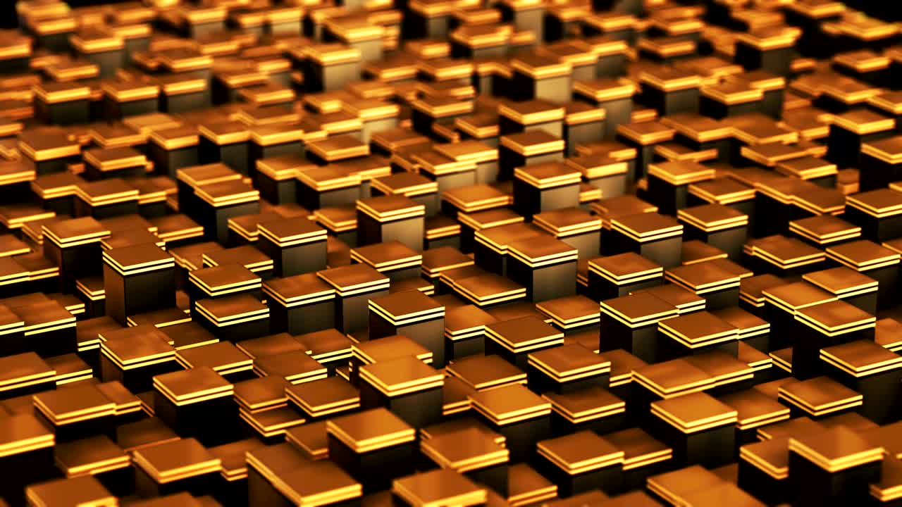 movimiento lento de los cubos de oro video de fondo