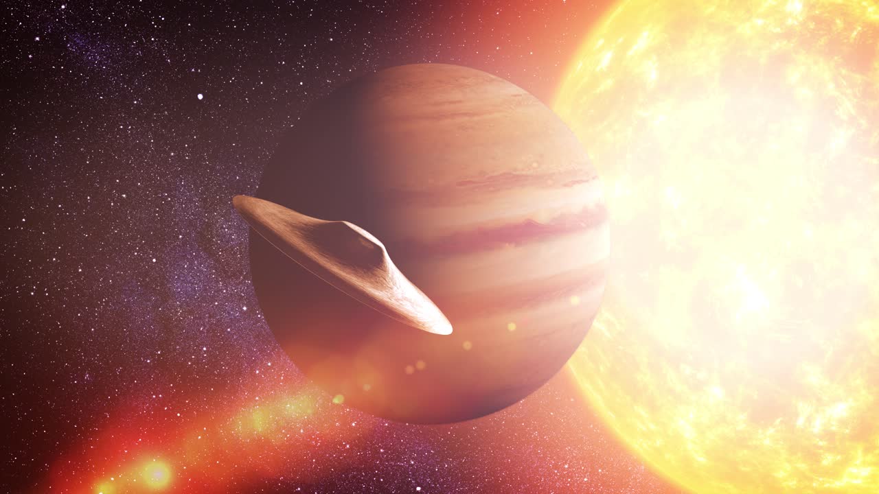 júpiter y el sol en el espacio profundo