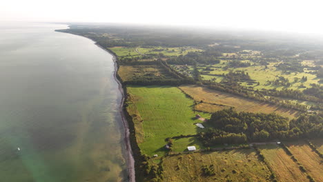 beautiful landscape of strante ulmale in golden hour, latvia. aerial