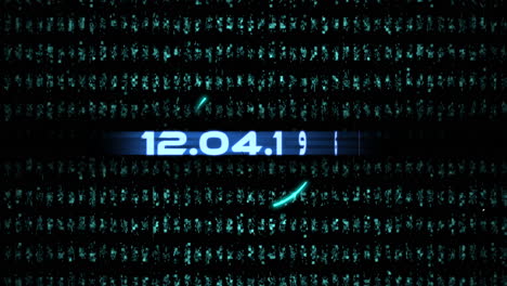 Animation closeup 12 04 1961 text on neon futuristic screen with abstract circles