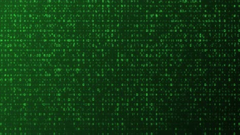 green glowing animation shows endless flow of binary digits forming techstyle rain effect for themes