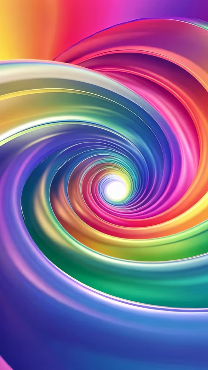 Vertical video: Advancing camera view initiating ribbon spiral drawing viewer inward in animation