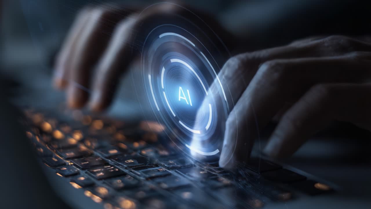 Exploring the Future of Technology: Hands-On Interaction with AI Interfaces on Modern Keyboards by a User in a Dimly Lit Environment