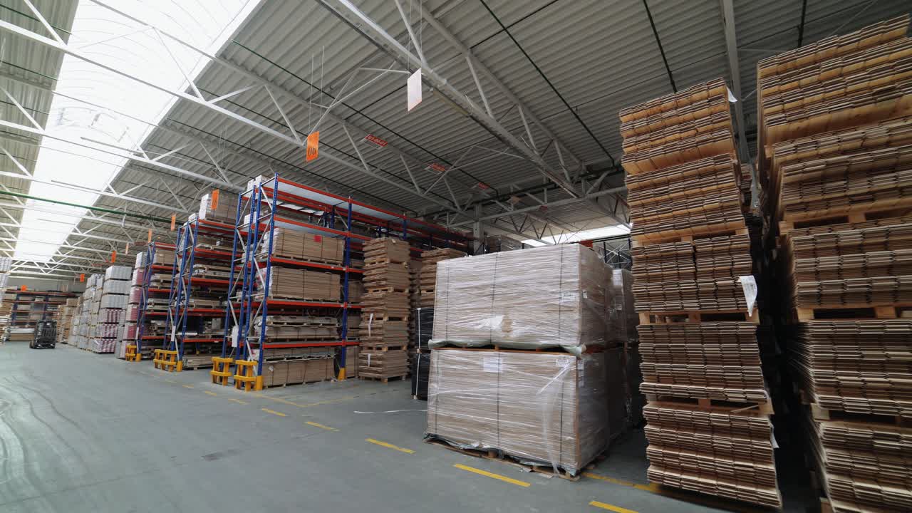 Factory for the production of parquet board. Manufacture of flooring, parquet processing