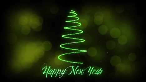 Happy-New-Year-and-Christmas-tree-in-green