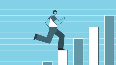 flat man character runs up the schedule. career growth and business concepts. flat design cartoon character isolated loop 2d animation