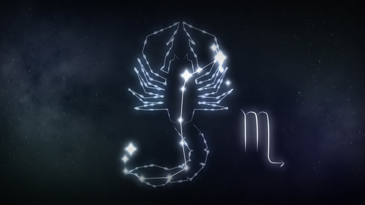 animation of scorpio sign with stars on black background | freepik
