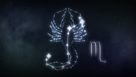 animation of scorpio sign with stars on black background