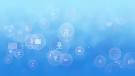 fly social icons on network background