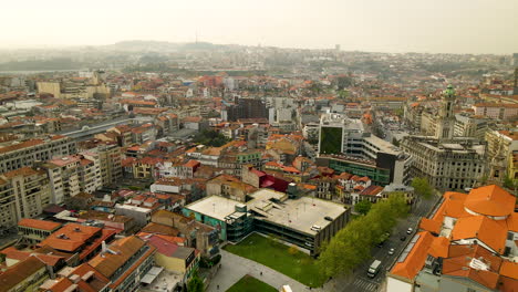 aerial view of porto city center with city hall building in background