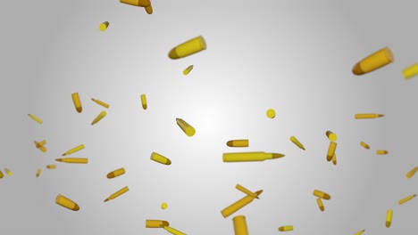 3dfalling bullets on a black with depth of field animation metal bullets fired from a rifle pistol