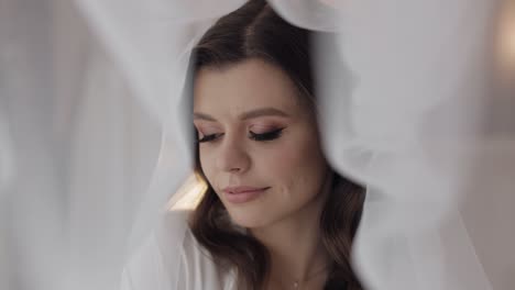 beautiful bride in white veil