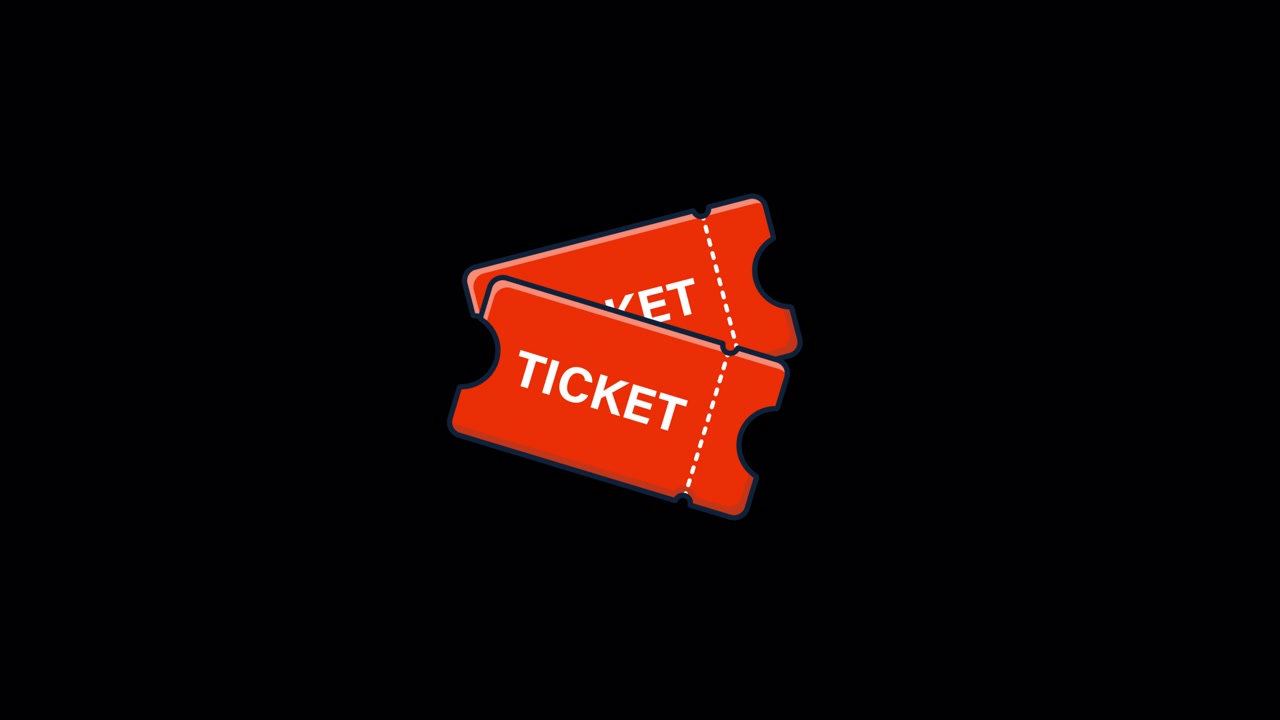 Animated Red Tickets Moving on Black Background
