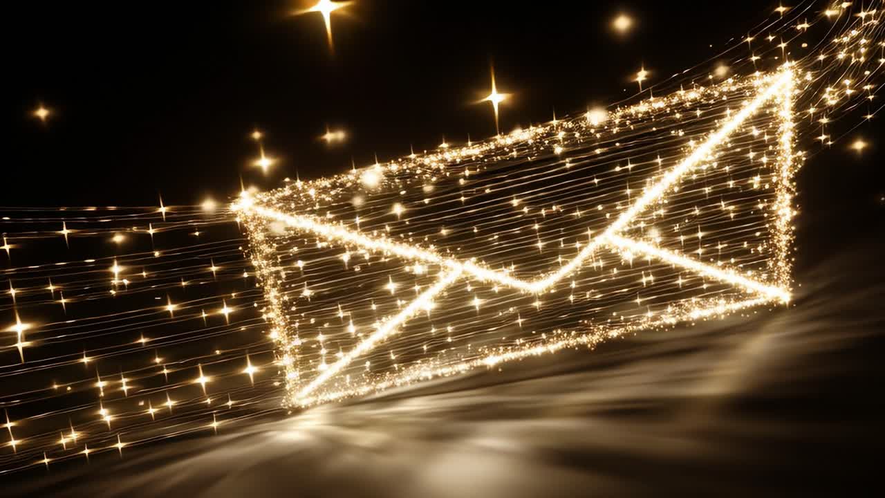 A Glimmering Email Icon Surrounded by Sparkling Lights: A Visual Representation of Communication and Connection in the Digital Age