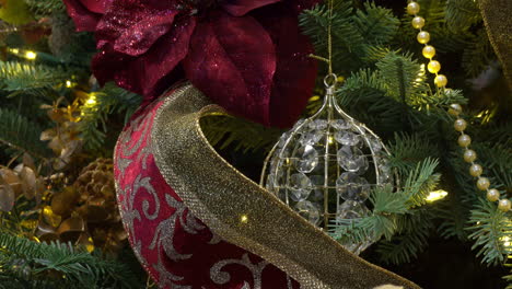 close up of beautiful crystal ornament adorning a christmas tree