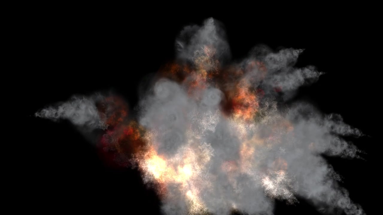 Dynamic Fire Explosion with Rising Smoke on Black Background