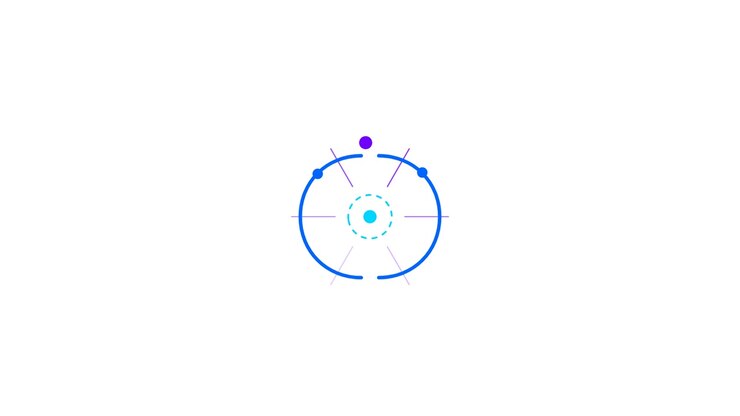 Animazione di caricamento circolare astratta con design geometrico minimalista