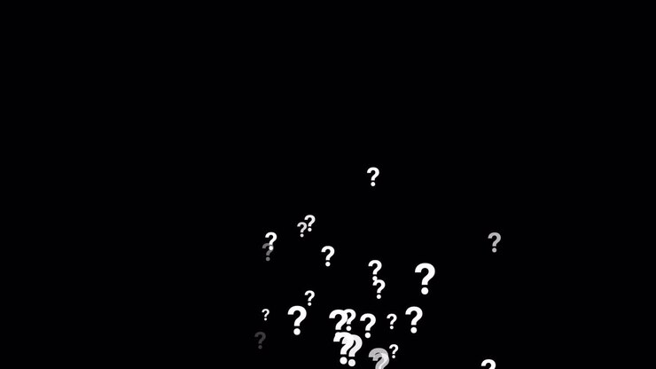 White Question Marks Appearing and Floating on Black Background