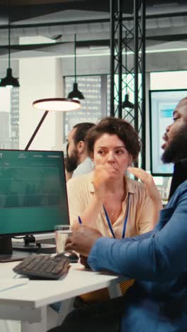vertical video businesswoman under pressure feeling frustrated with her coworker