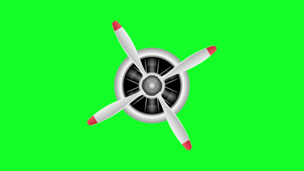 녹색 바탕에 고립 된 비행기 프로펠러 회전
