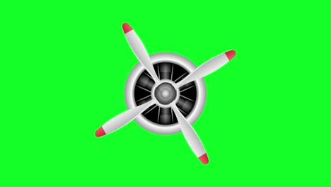 airplane propeller rotating isolated on green background